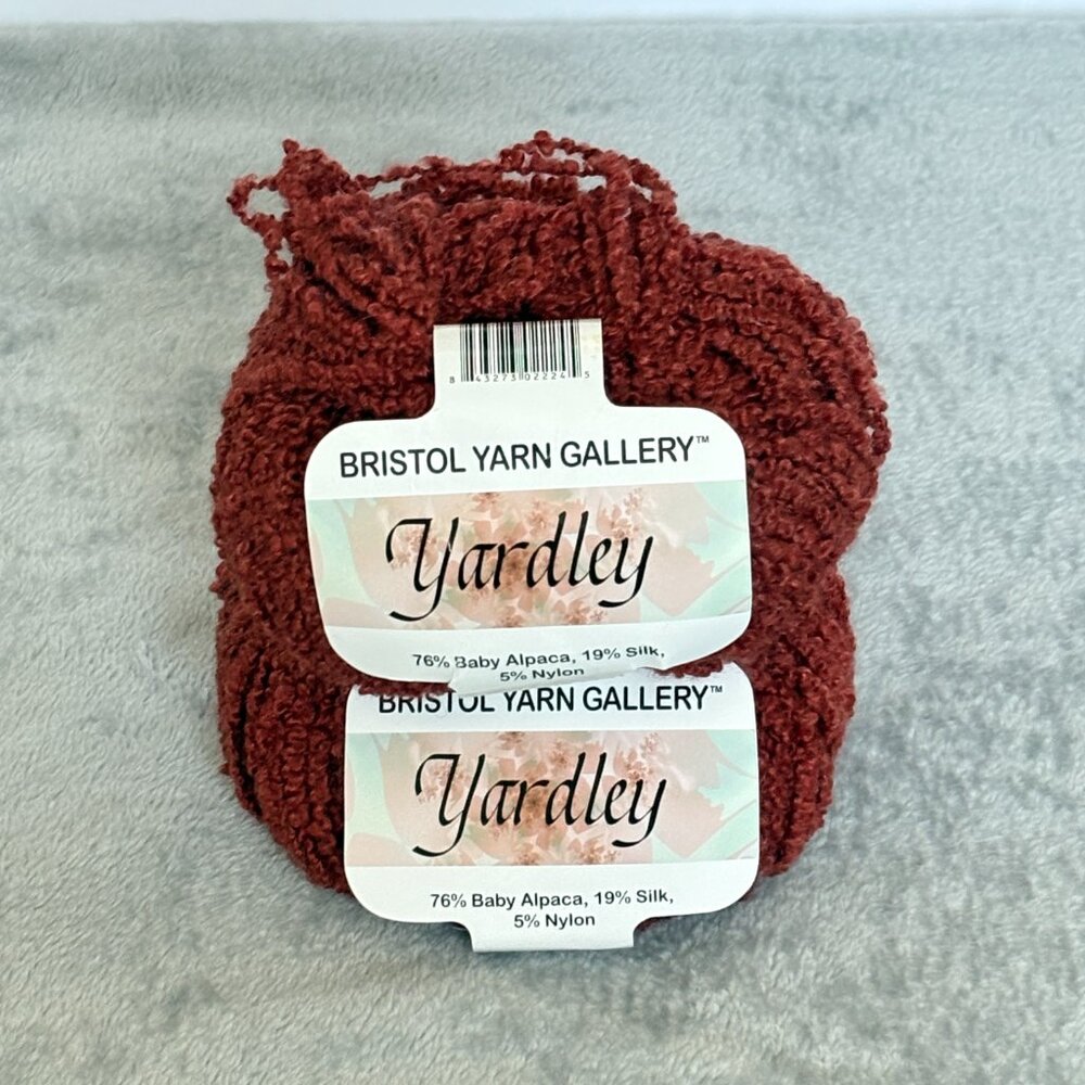 Bristol Yarn Gallery Yardley Baby Alpaca Silk Nylon Blend 2 Balls Peru Rusty Red